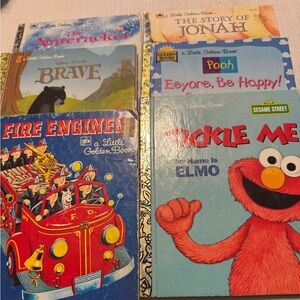 Little Golden Books Lot Of Six: Jonah, Elmo, The Nutcracker,Brave, Fire Engines